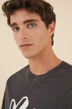 Women'secret Pijama Curto De Homem Algodao Ken Cinzento Best