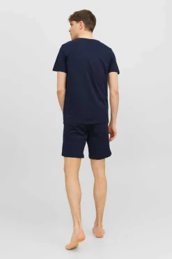 Jack & Jones Pijama De Manga Curta E Calcas Curtas Marinho Best