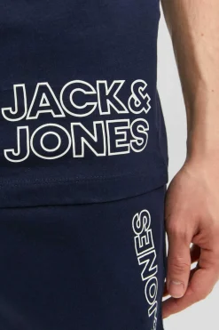 Jack & Jones Pijama De Manga Curta E Calcas Curtas Marinho Best