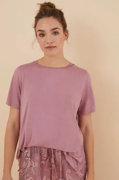 Women'secret Pijamas-Pijama Manga Curta Calcas Compridas Flores Viscose Cetim