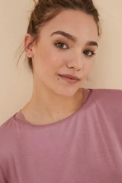 Women'secret Pijamas-Pijama Manga Curta Calcas Compridas Flores Viscose Cetim