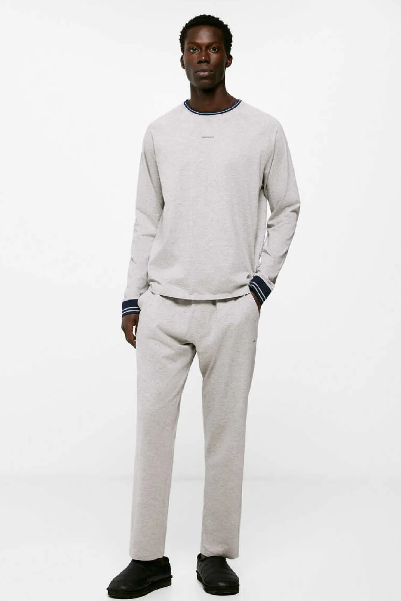 Springfield Pijama Monocolorido, Comprido Em Malha Algodao Cinzento Melange Cinza Sale