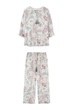 Women'secret Pijamas-Pijama Paisley Manga Curta Folho Calcas Capri