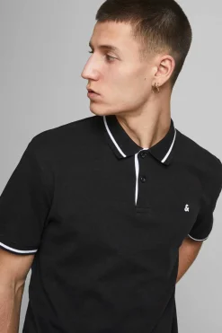 Jack & Jones Polo Algodao Gola Contraste Preto Online