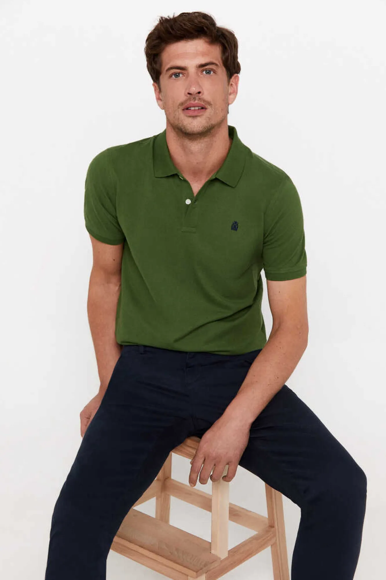 Cortefiel Polo Basico Verde Discount