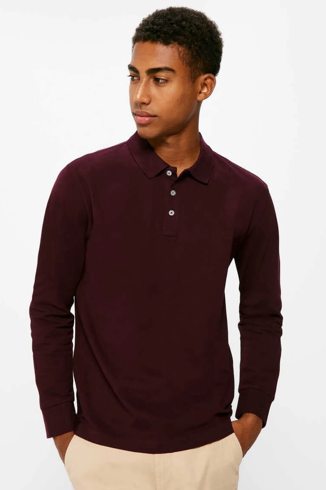 Springfield Polo Basico Manga Comprida Vermelho New