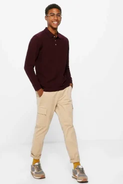 Springfield Polo Basico Manga Comprida Vermelho New