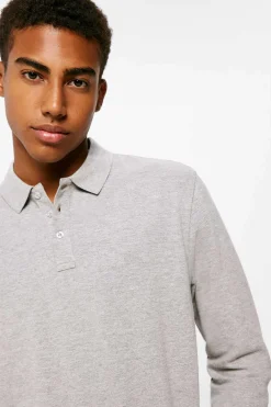 Springfield Polo Basico Manga Comprida Cinza Discount