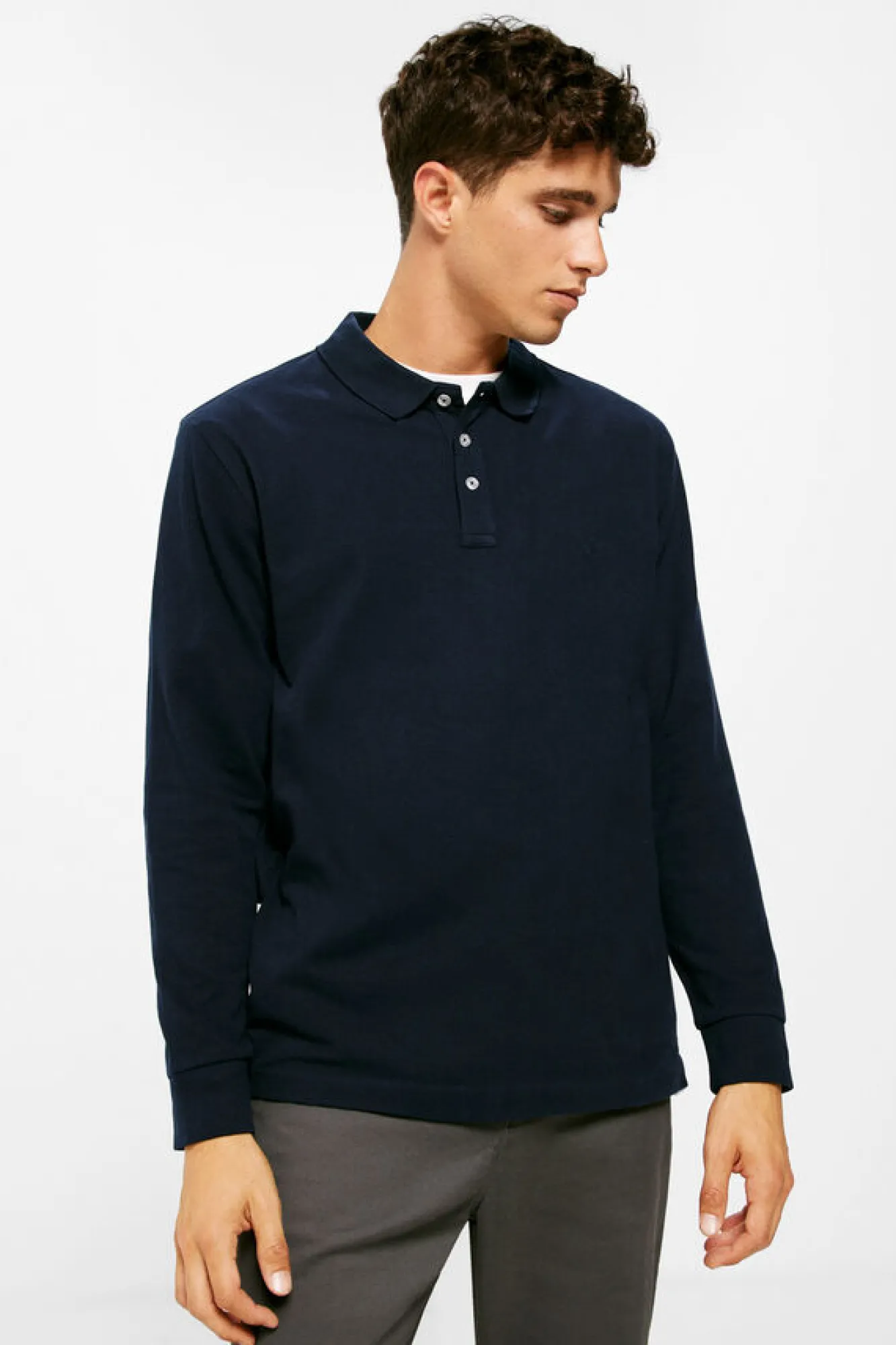 Springfield Polo Basico Manga Comprida Azul Sale