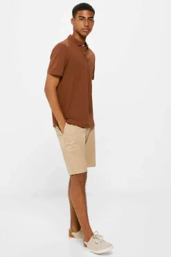 Springfield Polo Basico Pique Slim Castanho Outlet