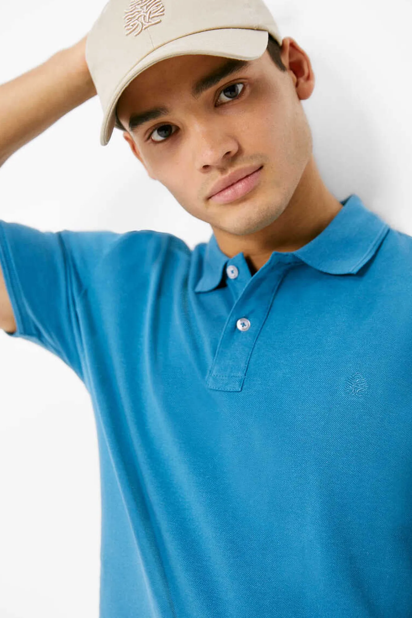 Springfield Polo Basico Pique Slim Azul Outlet