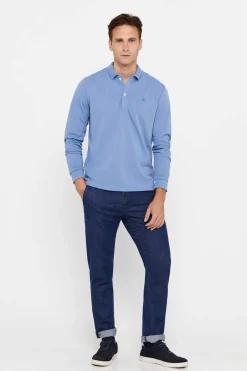 Cortefiel Polo Coolmax Manga Comprida Azul Best