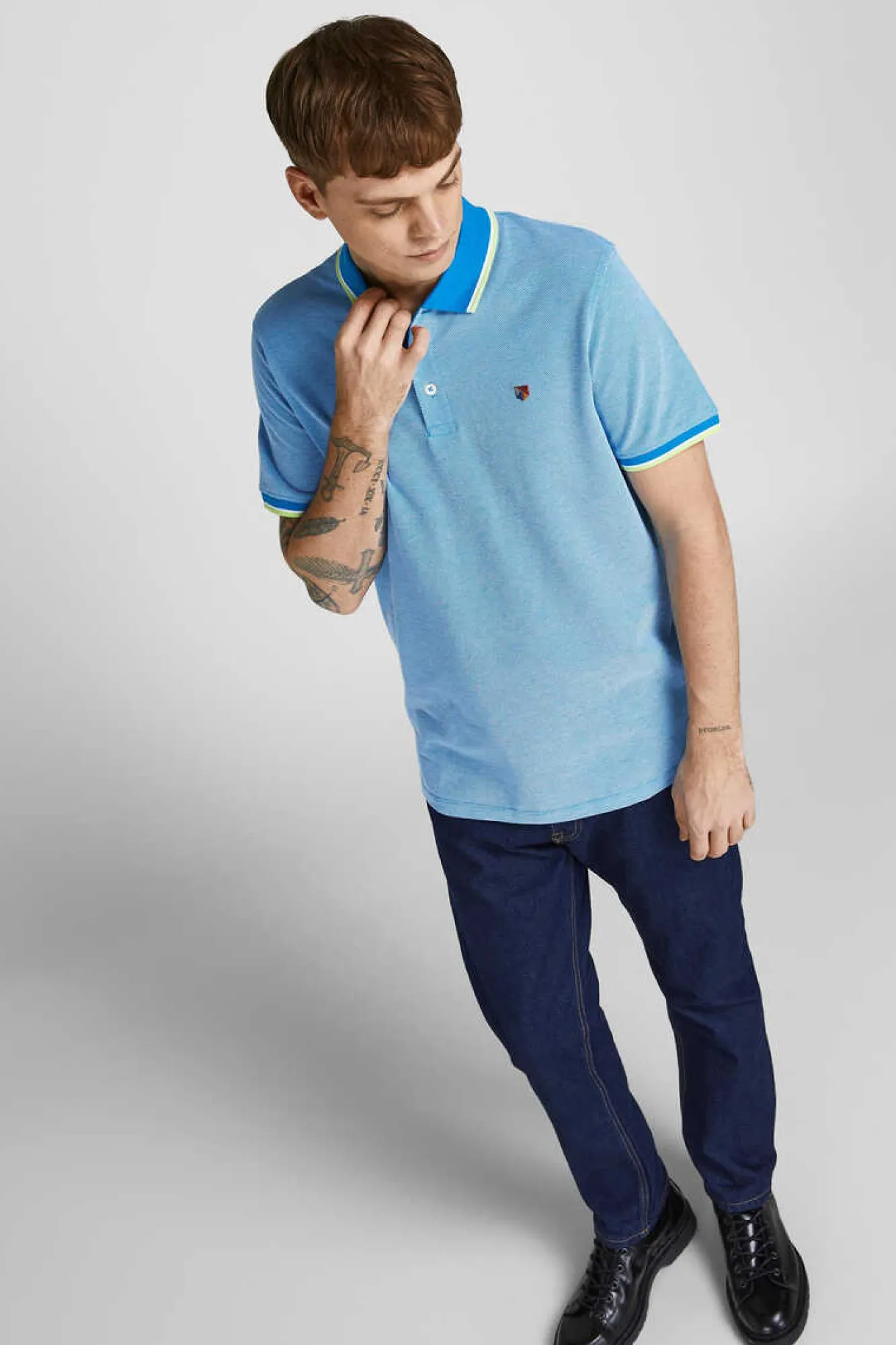 Jack & Jones Polo De Algodao De Homem Azul Outlet