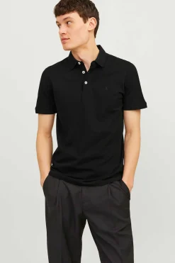 Jack & Jones Polo De Algodao Organico Detalhe Riscas Preto Online