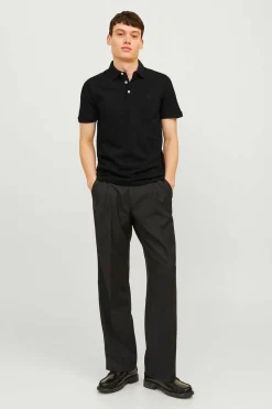 Jack & Jones Polo De Algodao Organico Detalhe Riscas Preto Online