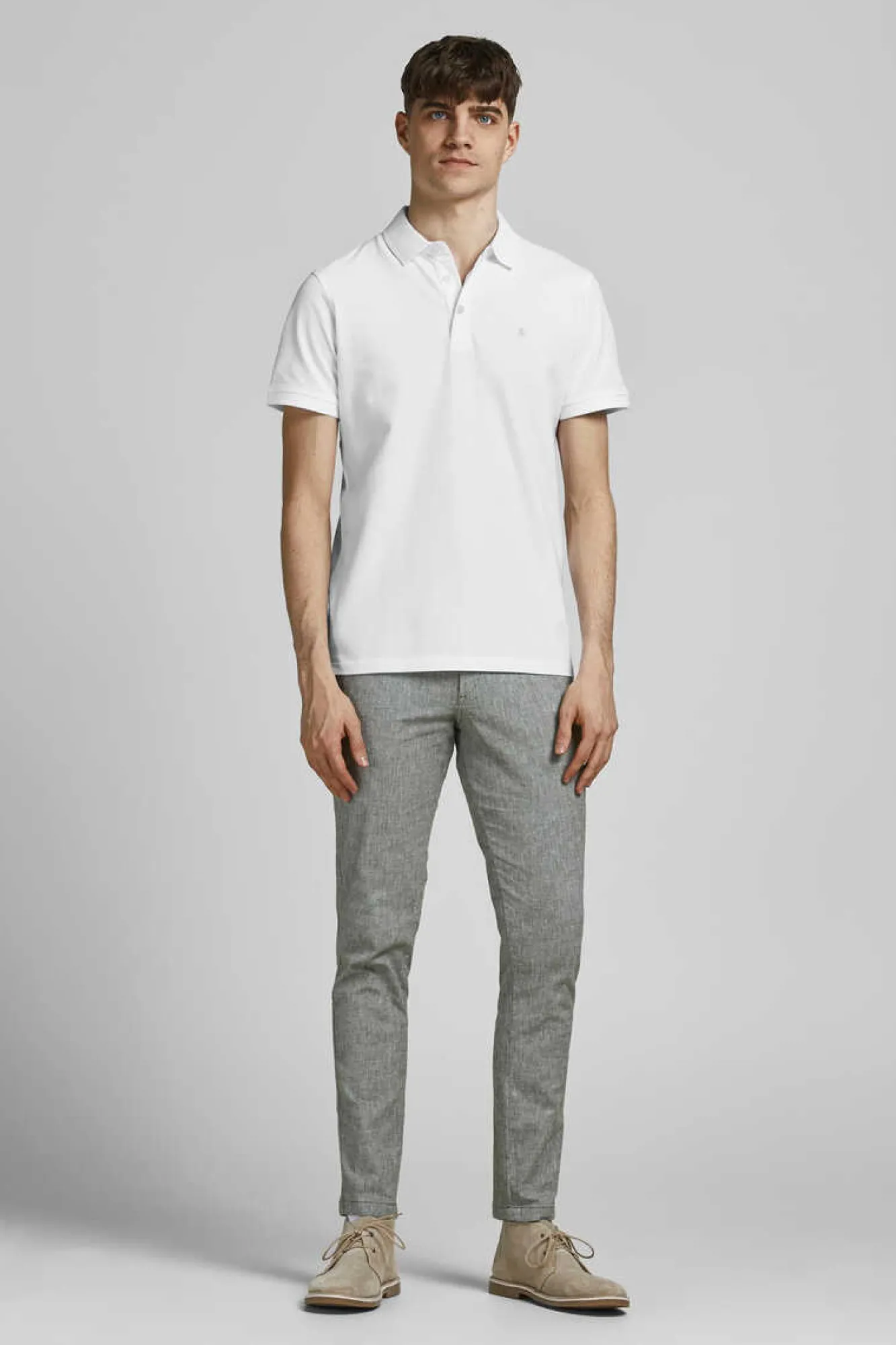 Jack & Jones Polo De Algodao Organico Detalhe Riscas Branco Sale
