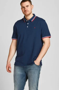 Jack & Jones PLUS Polo De Manga Curta Com Bordado Frontal De Algodao Organico Plus Marinho Discount