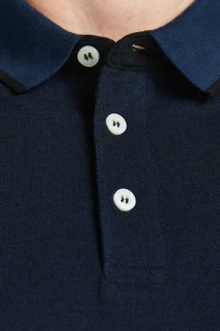 Jack & Jones PLUS Polo De Manga Curta Com Bordado Frontal De Algodao Organico Plus Azul Discount