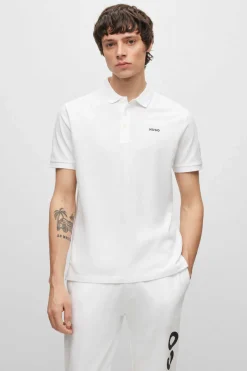 HUGO Polo De Pique Branco Hot