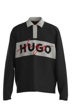 HUGO Polo Manga Comprida Preto Clearance