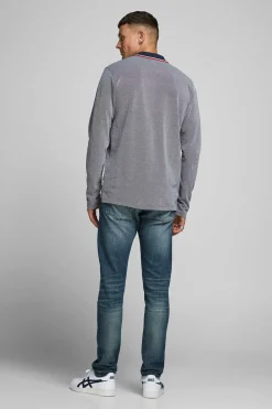 Jack & Jones Polo Manga Comprida Faixa Contraste Azulado