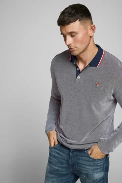 Jack & Jones Polo Manga Comprida Faixa Contraste Azulado