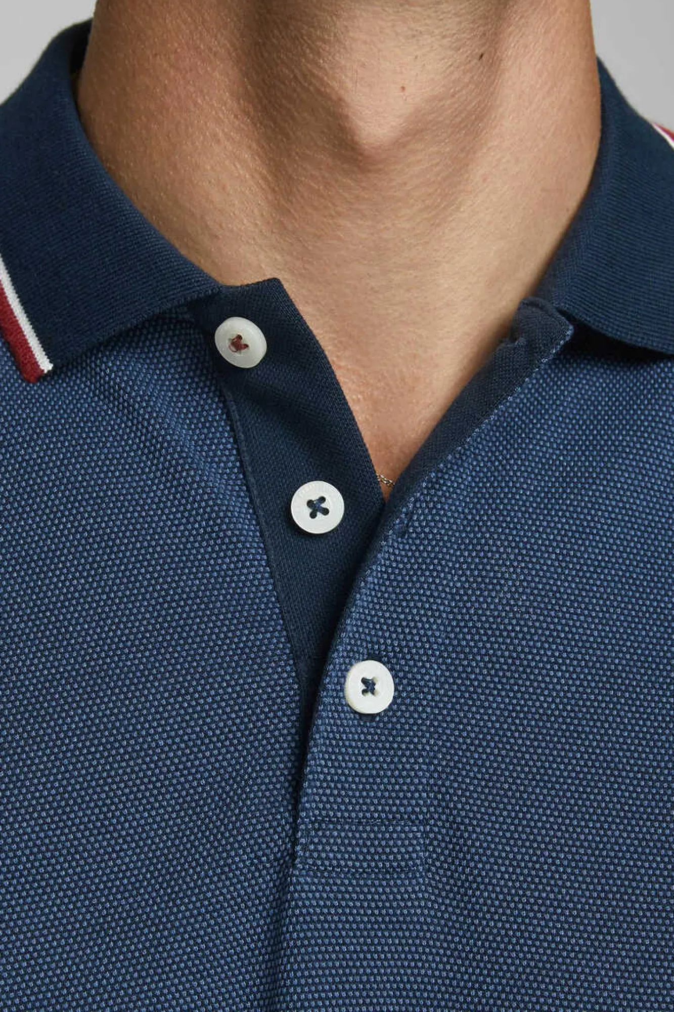 Jack & Jones Polo Manga Comprida Faixa Contraste Marinho Clearance