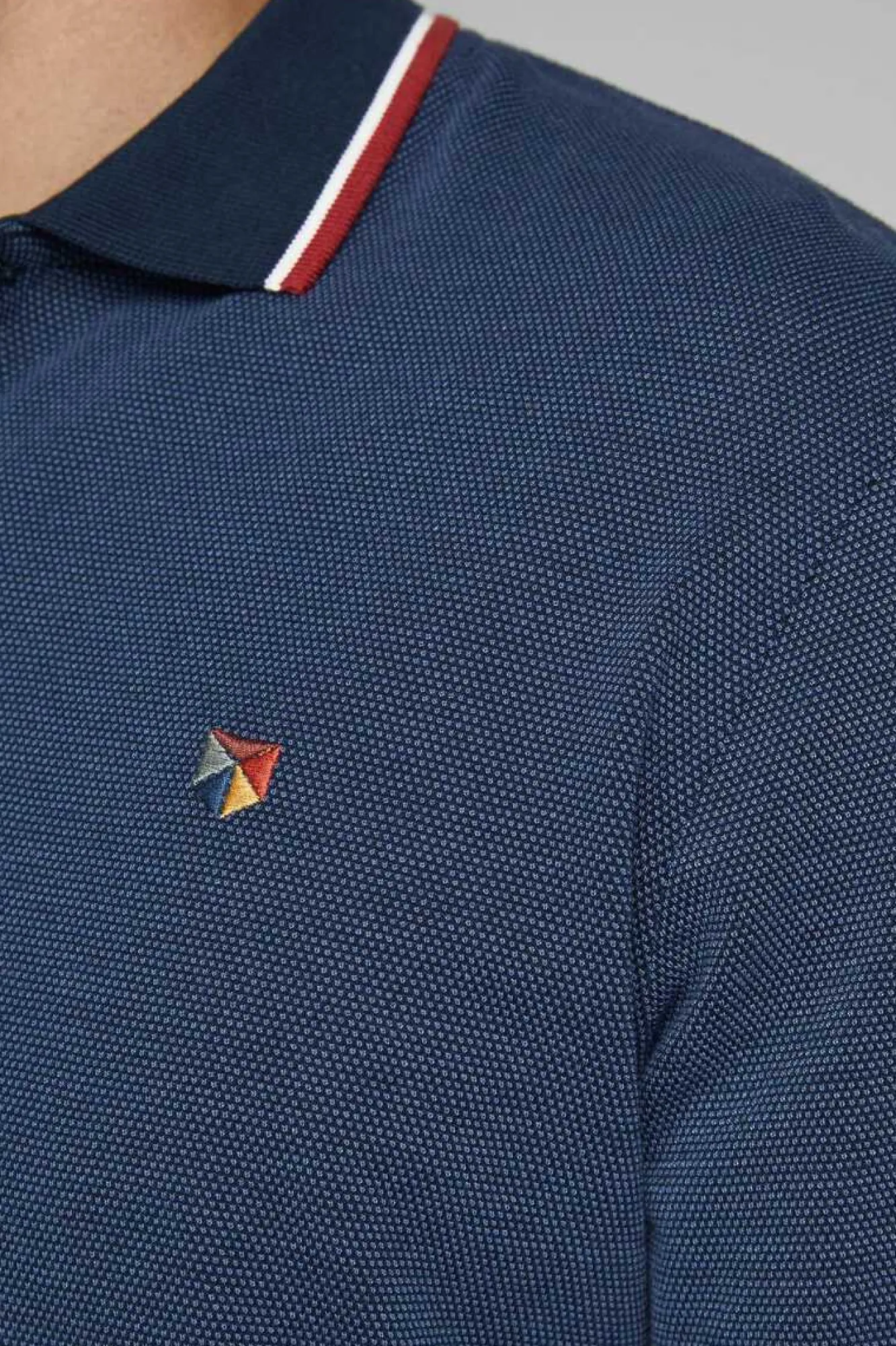 Jack & Jones Polo Manga Comprida Faixa Contraste Marinho Clearance