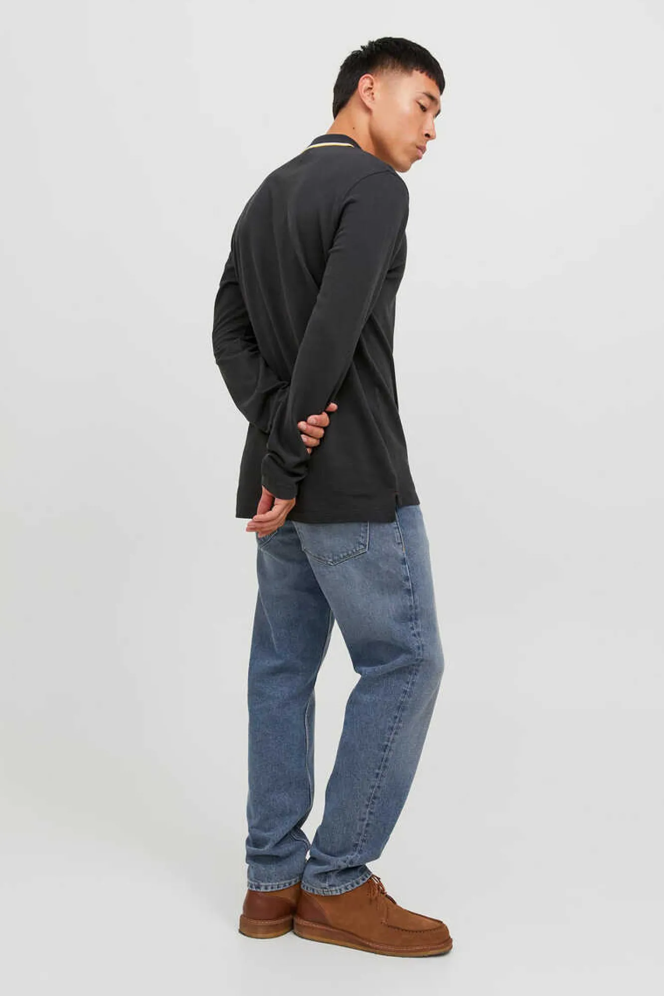 Jack & Jones Polo Manga Comprida Faixa Contraste Preto Hot