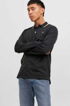 Jack & Jones Polo Manga Comprida Faixa Contraste Preto Hot