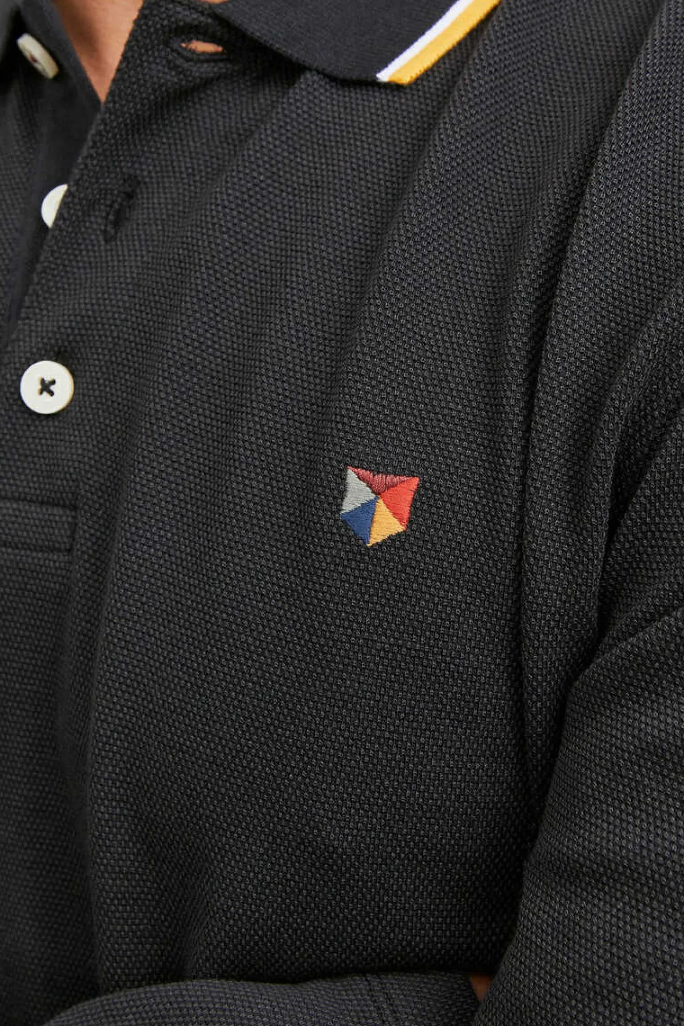 Jack & Jones Polo Manga Comprida Faixa Contraste Preto Hot