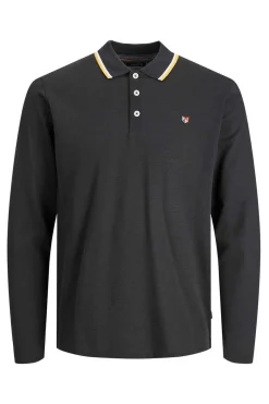 Jack & Jones Polo Manga Comprida Faixa Contraste Preto Hot