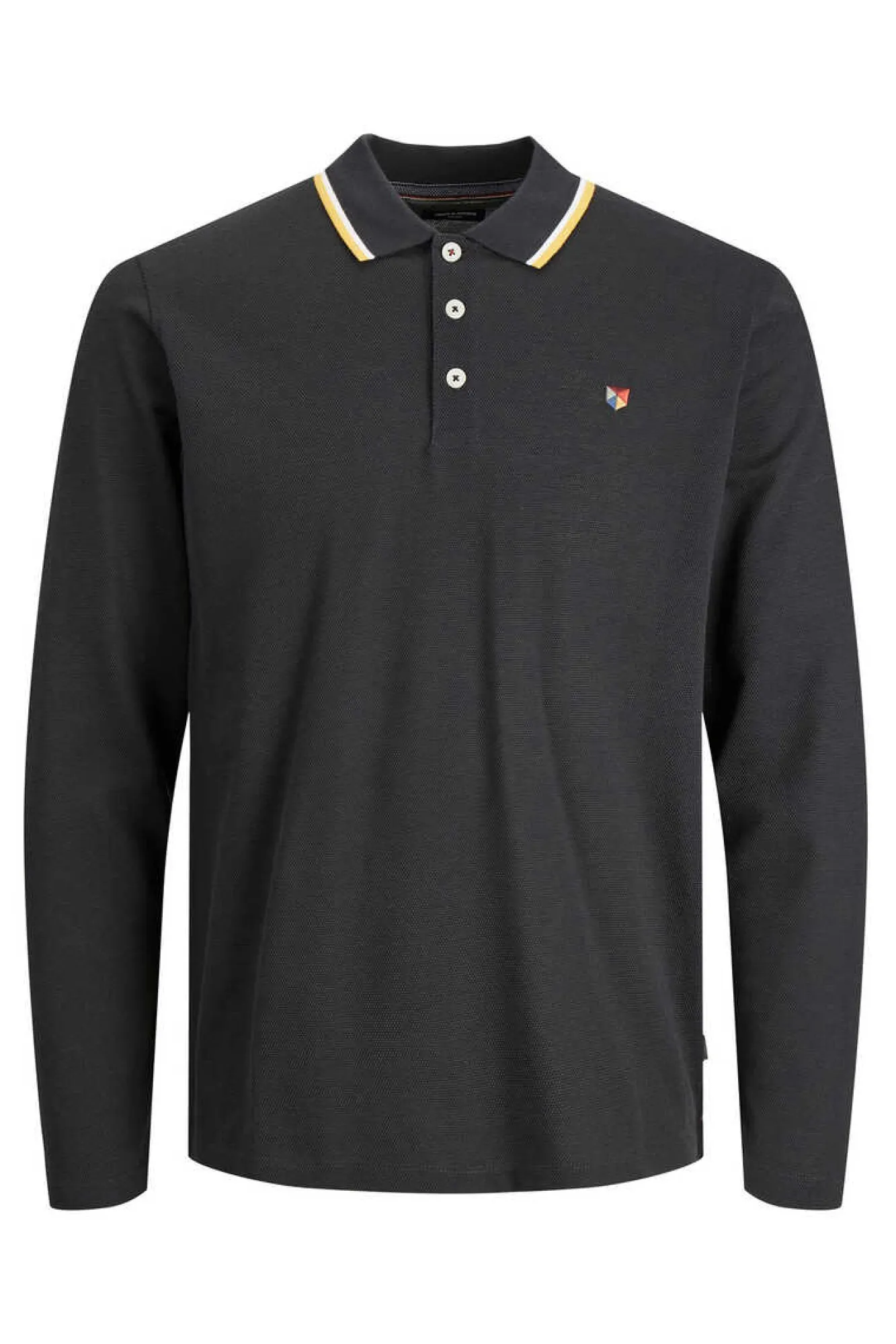 Jack & Jones Polo Manga Comprida Faixa Contraste Preto Hot