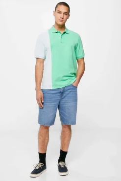 Springfield Polo Pique Contraste Cor Agua Verde Sale
