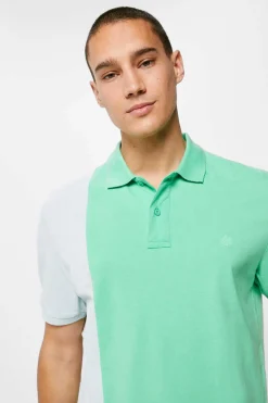 Springfield Polo Pique Contraste Cor Agua Verde Sale