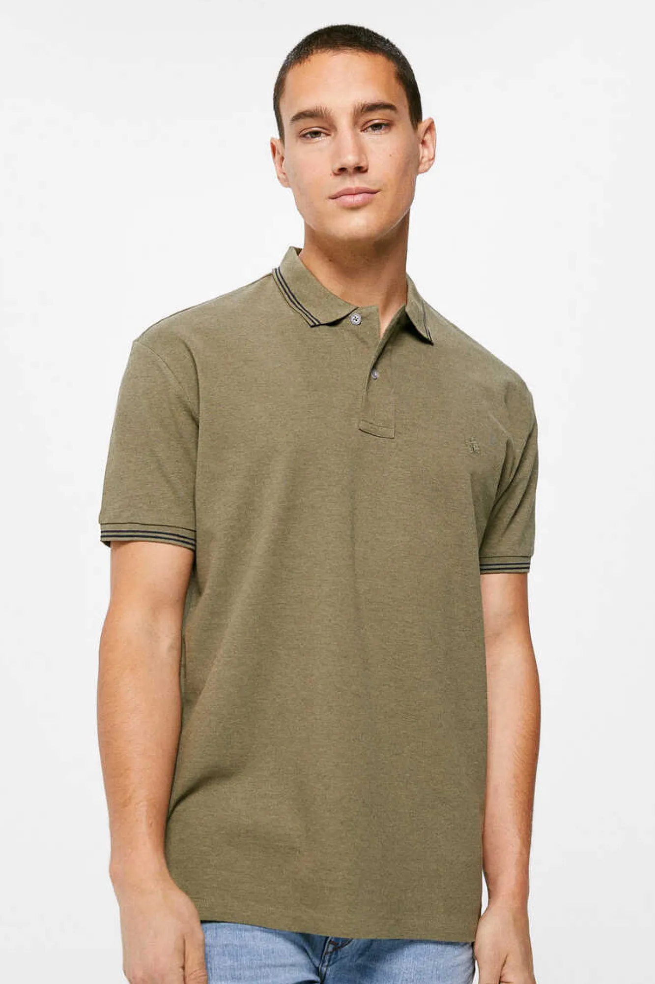 Springfield Polo Pique Contrastes Cinza Online