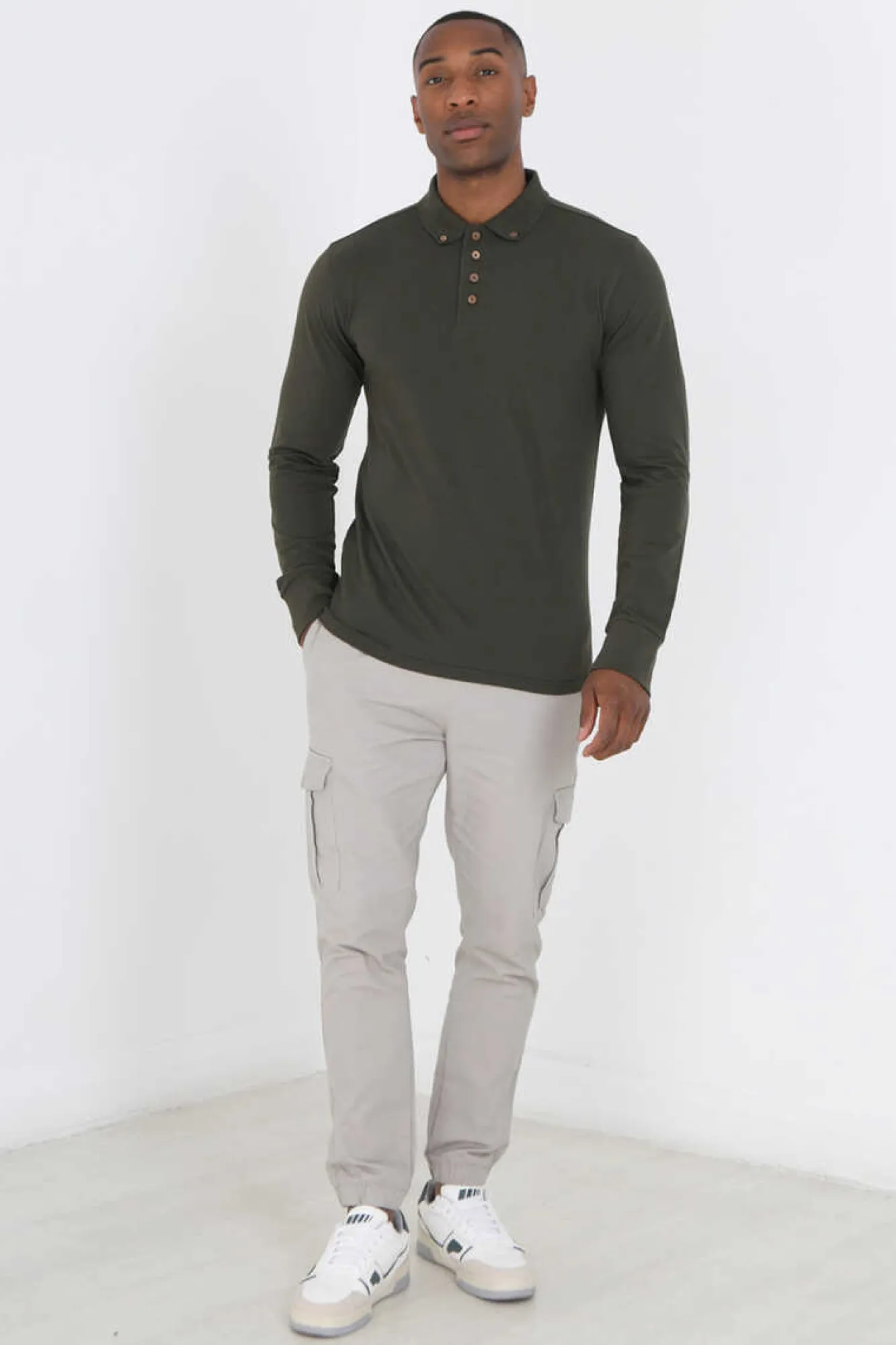 Brave Soul Polo Pique De Manga Comprida Cinza Online