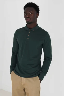 Brave Soul Polo Pique De Manga Comprida Verde Escuro