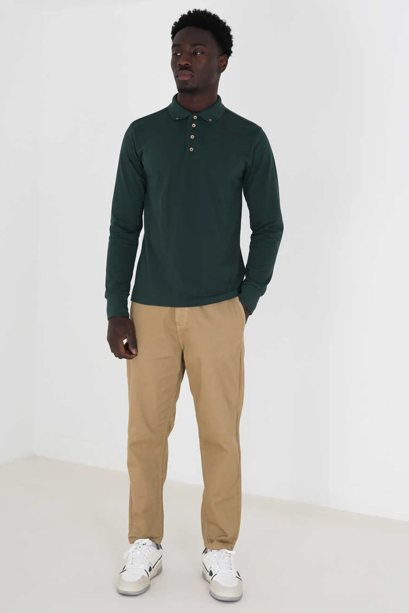 Brave Soul Polo Pique De Manga Comprida Verde Escuro