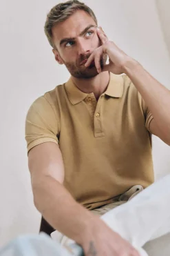 Ooto Polo Pique Lavado Bordado De Aviao Dourado Outlet