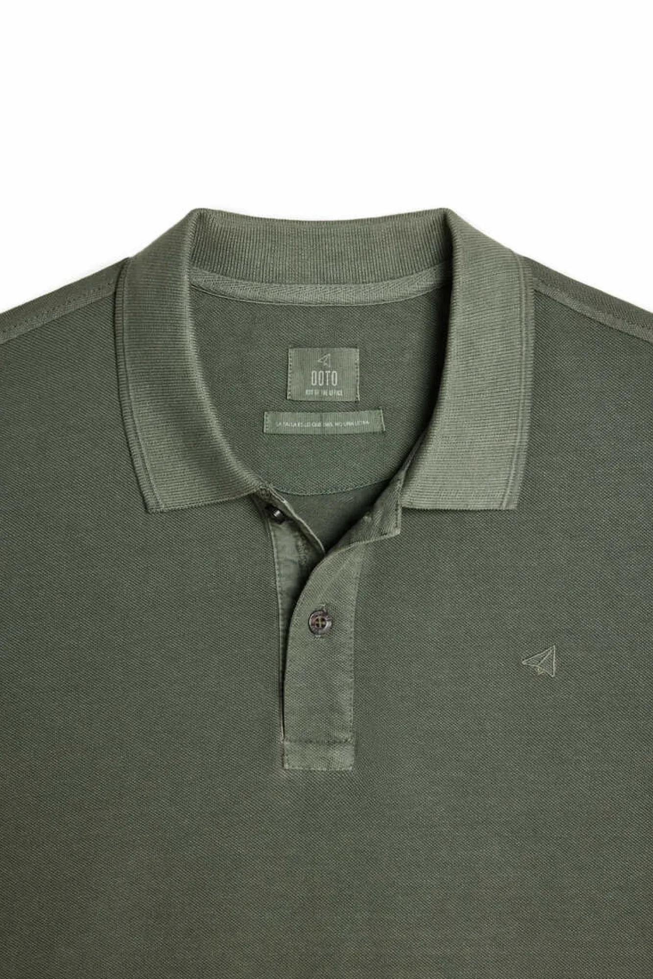 Ooto Polo Pique Lavado Bordado De Aviao Verde