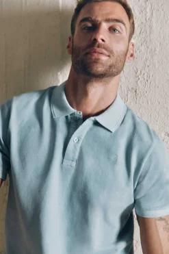 Ooto Polo Pique Lavado Bordado De Aviao Azul Online