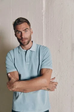 Ooto Polo Pique Lavado Bordado De Aviao Azul Online