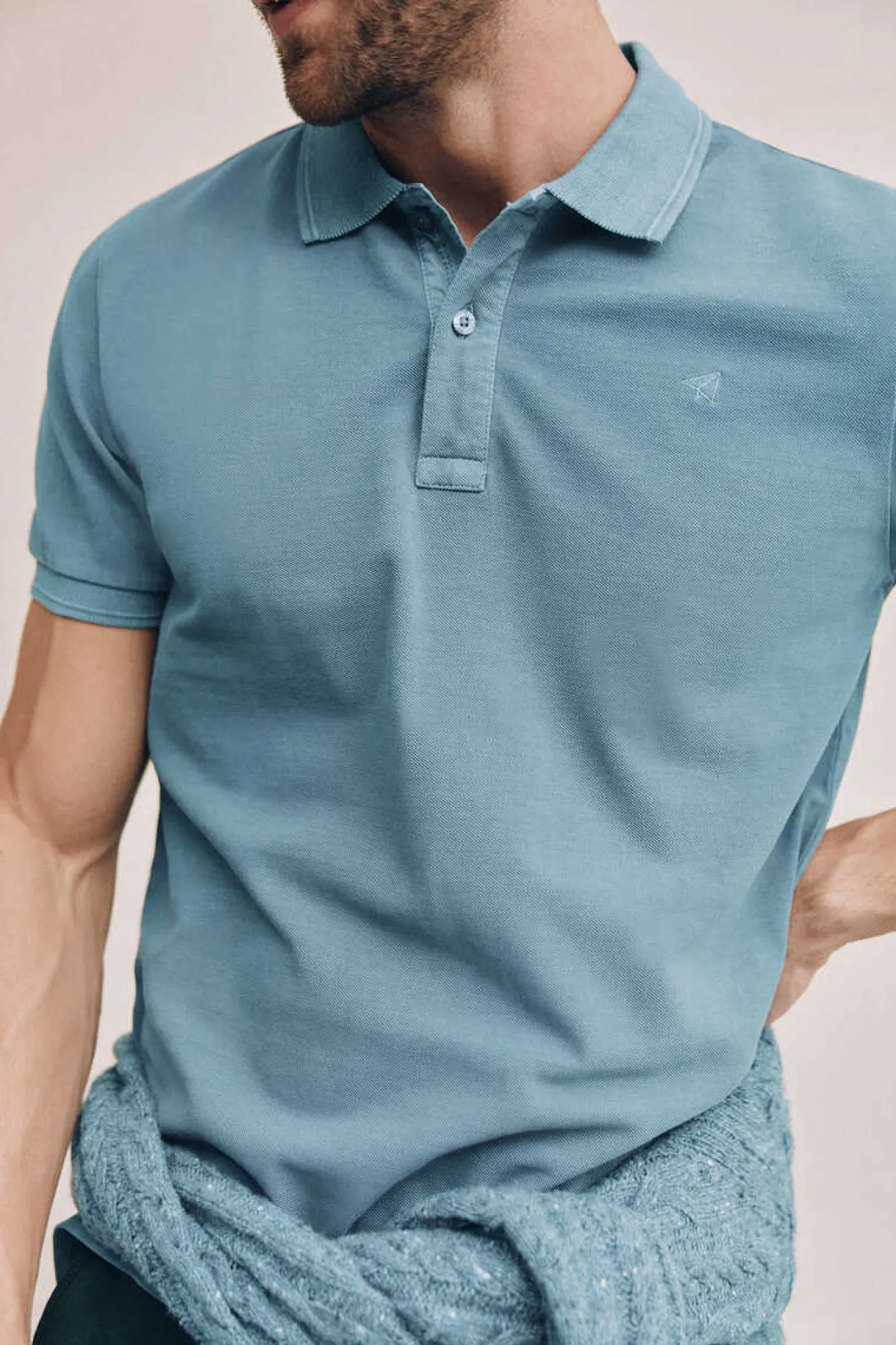 Ooto Polo Pique Lavado Bordado De Aviao Azul Online