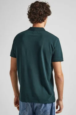 Pepe Jeans Polo Pique Logo Bandeira Bordado Verde Sale