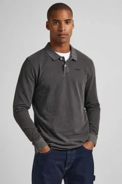 Pepe Jeans Polo Pique Logo Bordado Cinza Claro
