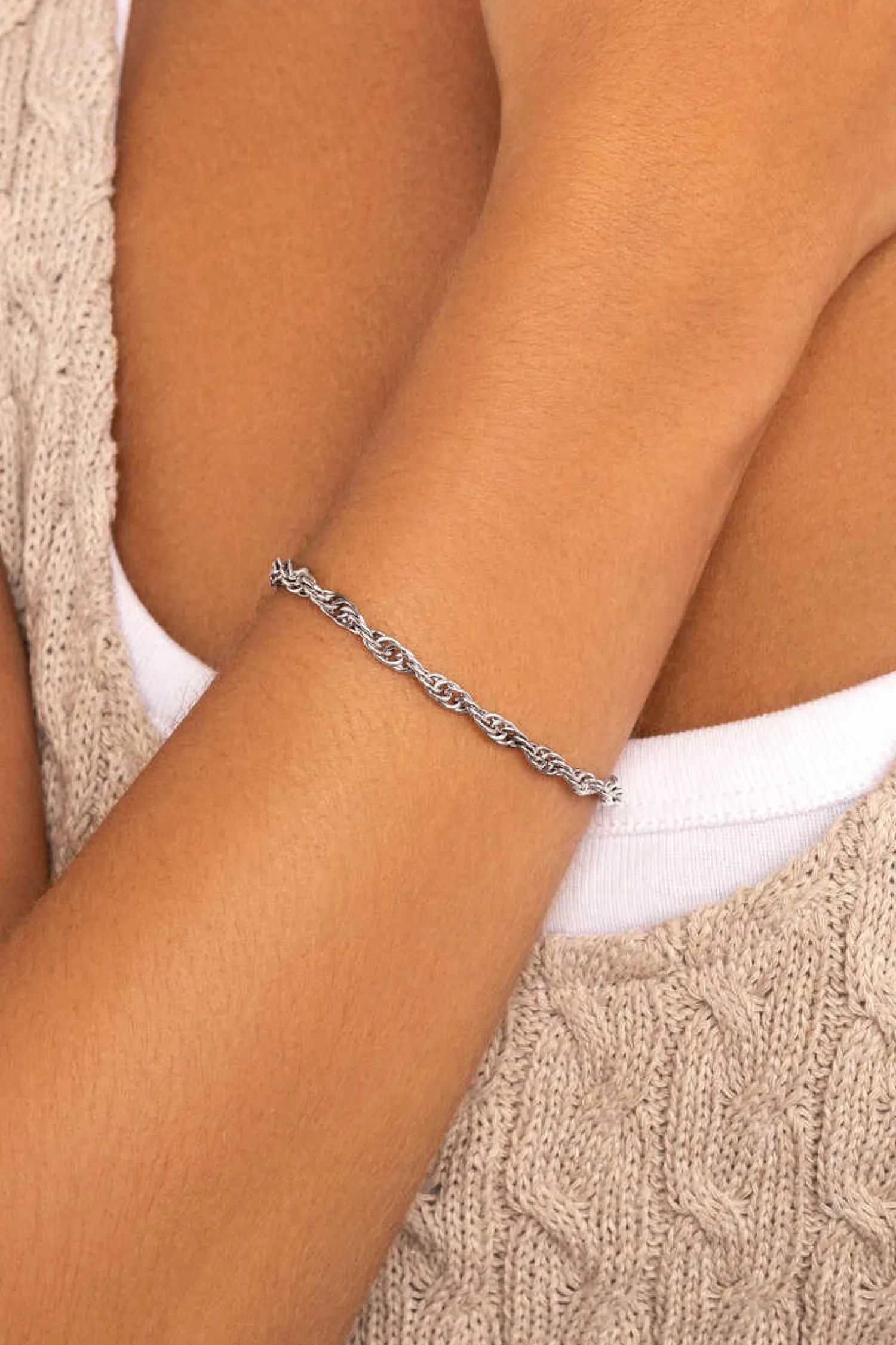 Singularu Bijuteria-Pulseira Rope Chain De Prata