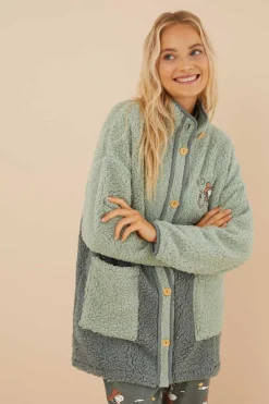 Women'secret Pijamas-Robe Curto Em Borrego Do Snoopy Em