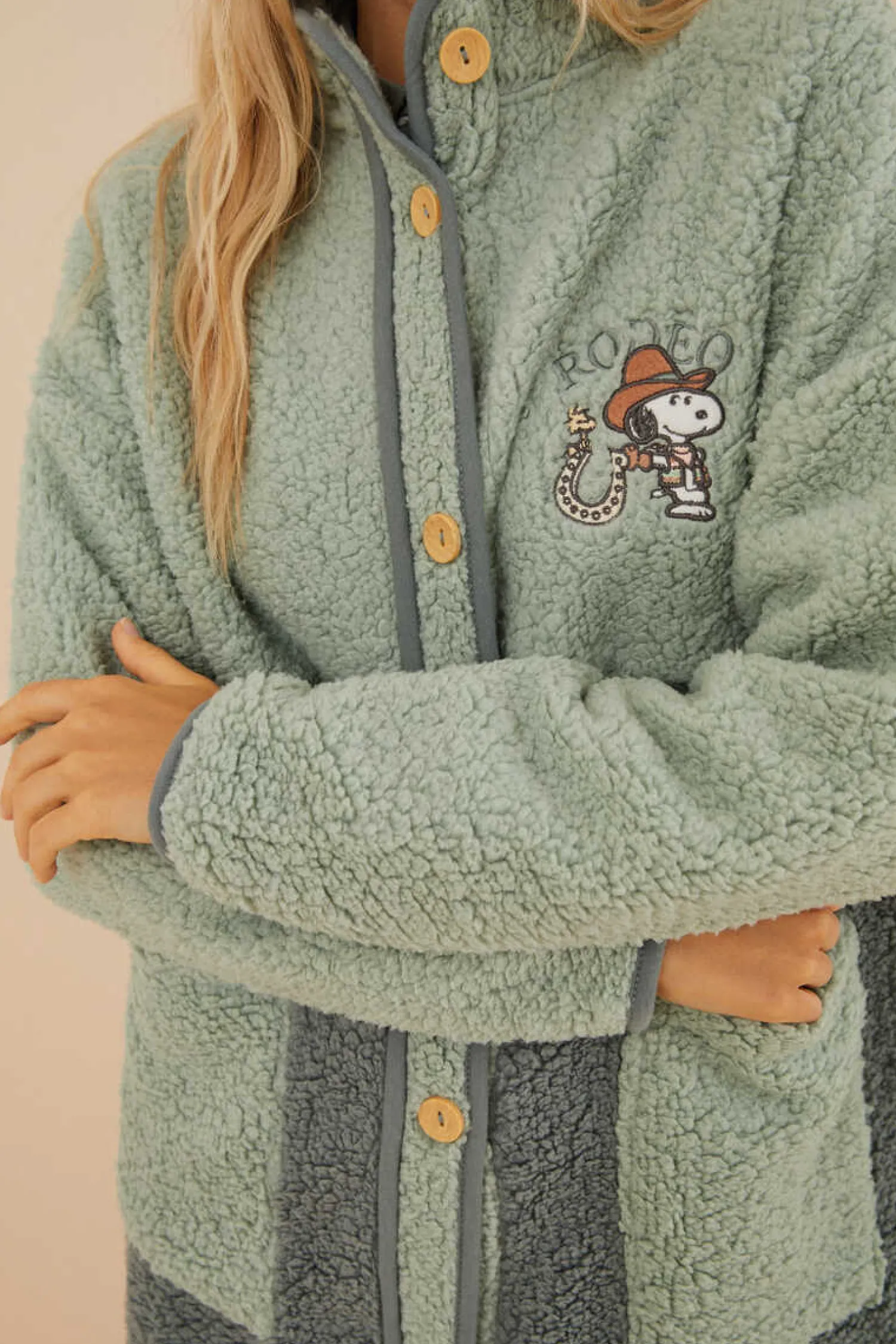 Women'secret Pijamas-Robe Curto Em Borrego Do Snoopy Em