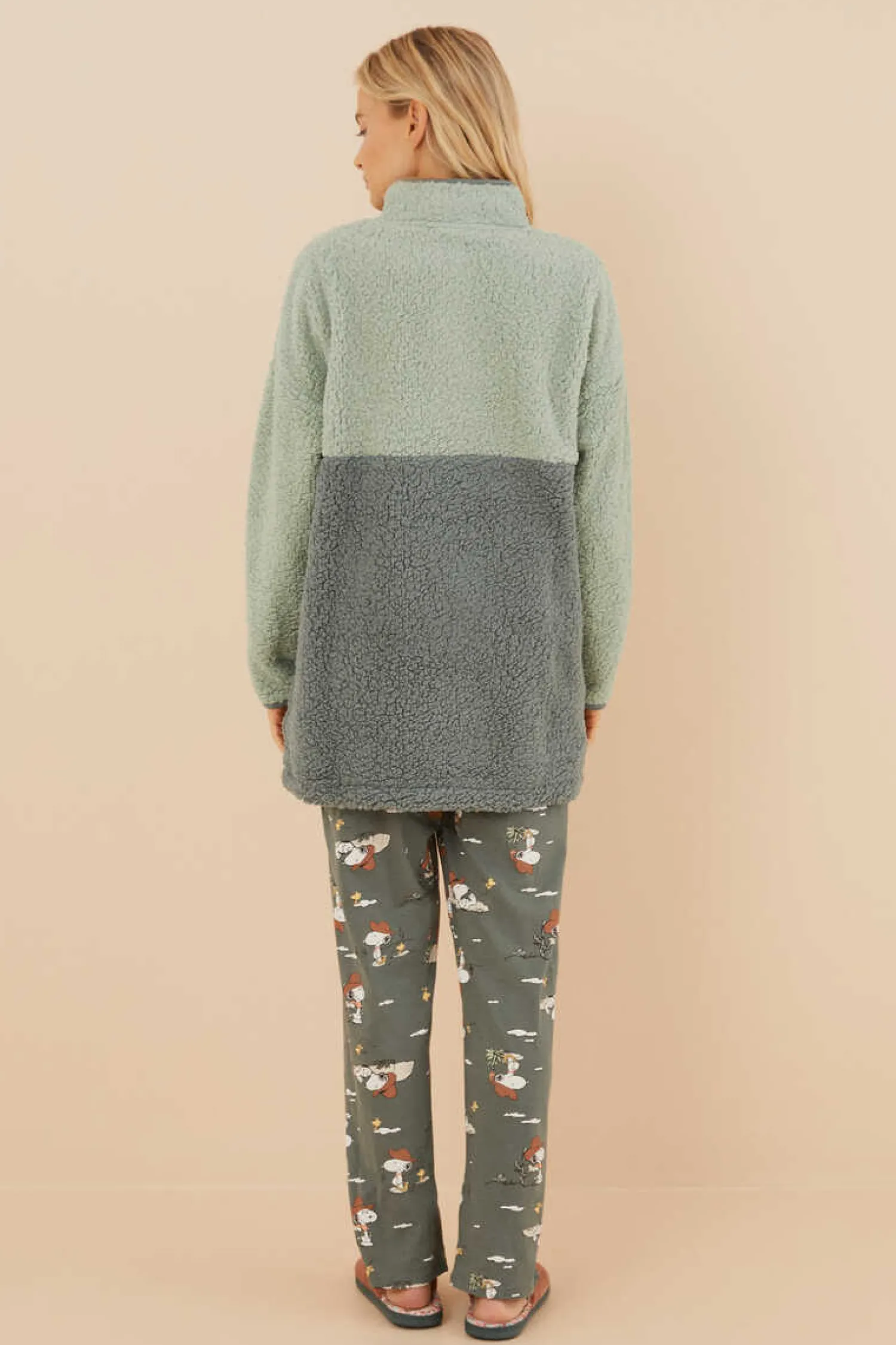 Women'secret Pijamas-Robe Curto Em Borrego Do Snoopy Em